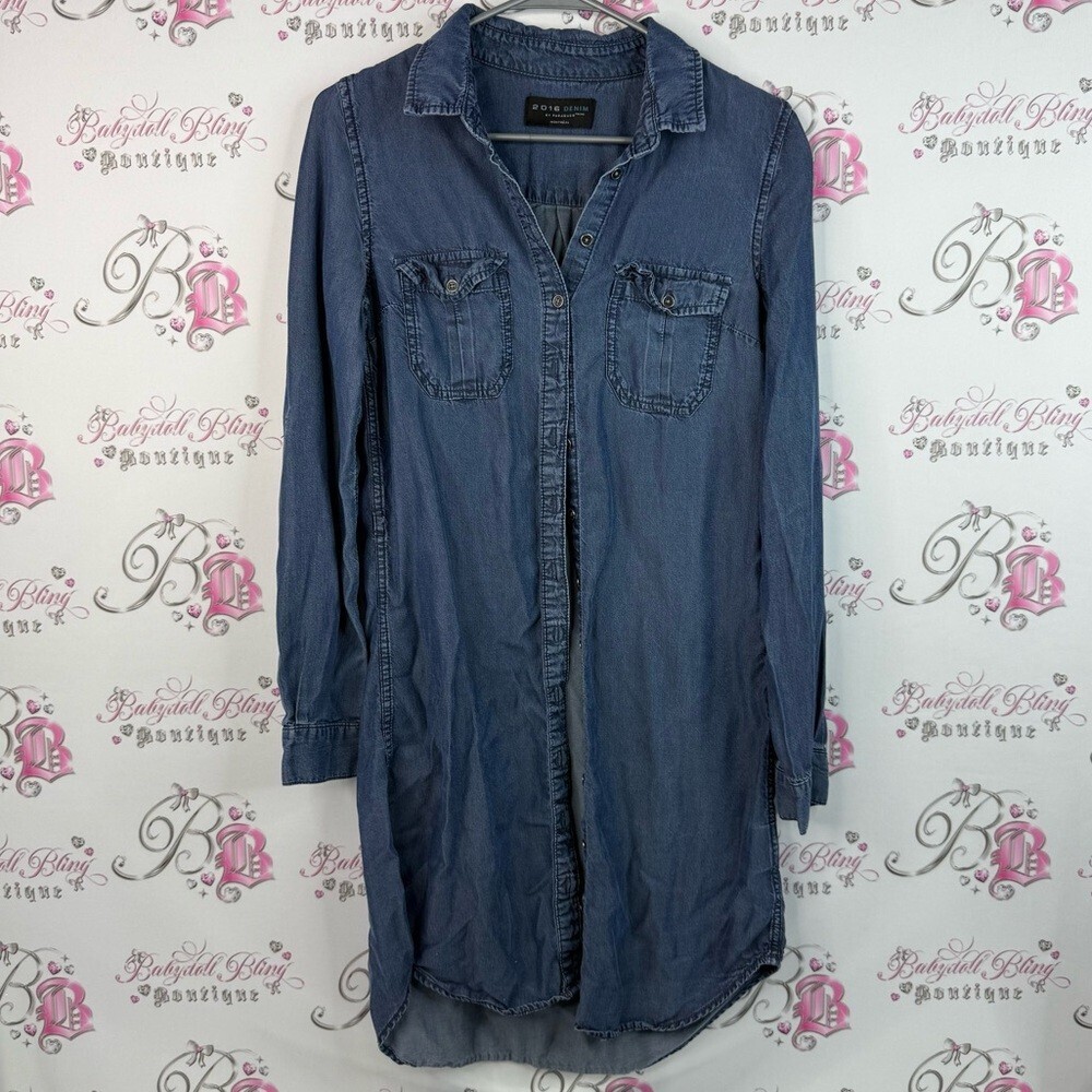 Parasuco dress or long top jean blue navy wash Denim Button-Up Top